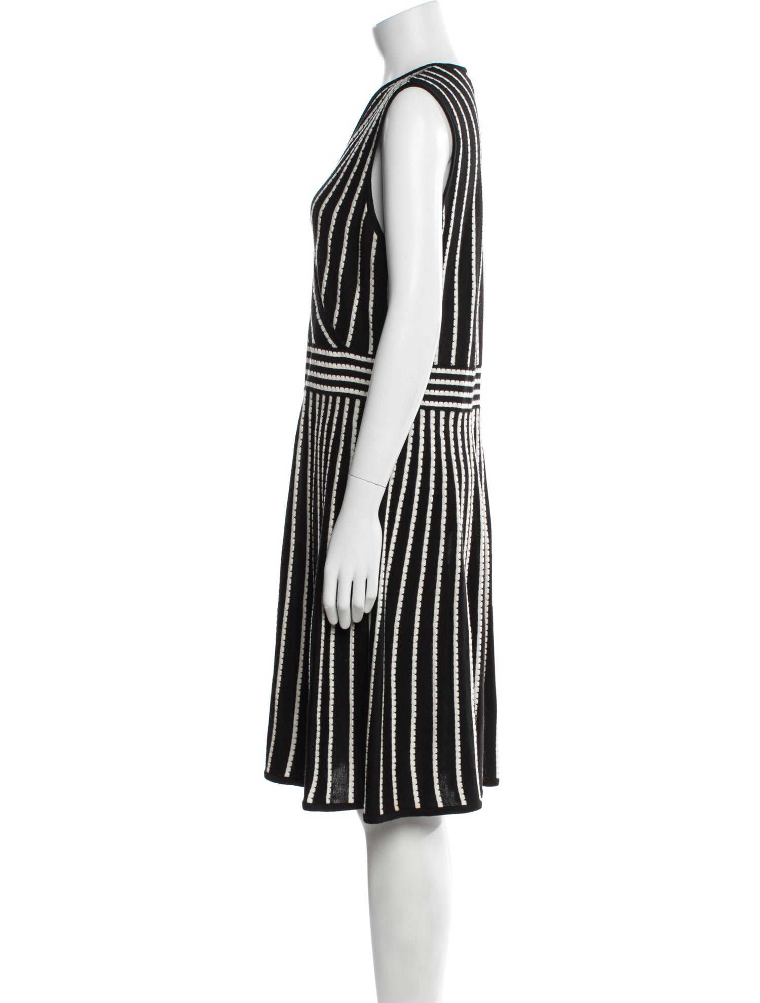 Vicky Tiel Striped Knee-Length Dress