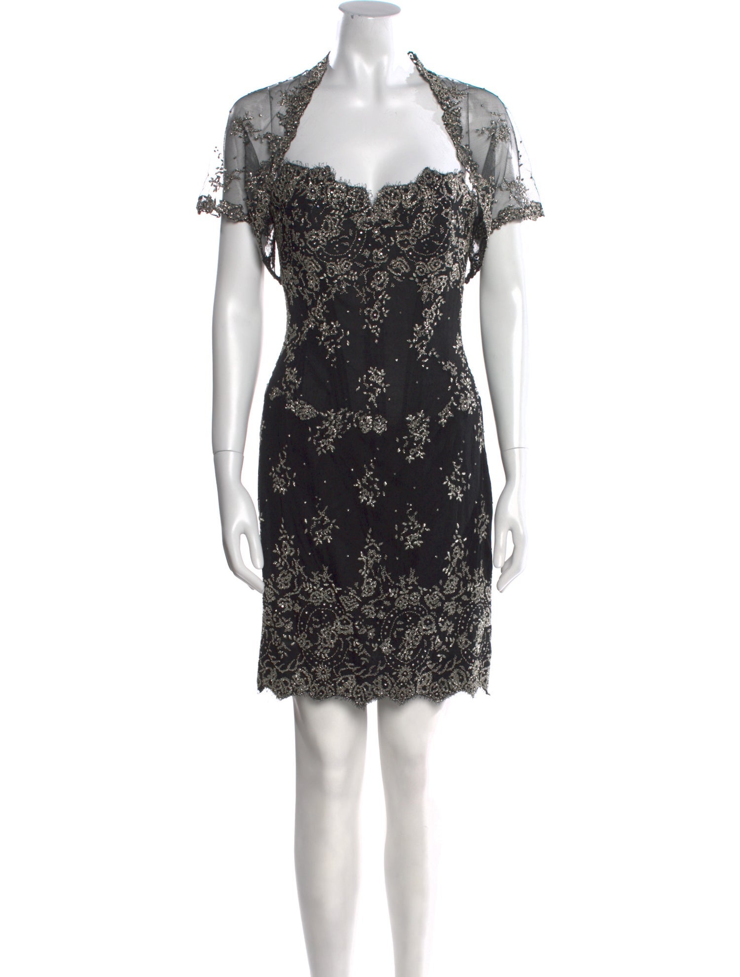 Vicky Tiel Lace Pattern Mini Dress