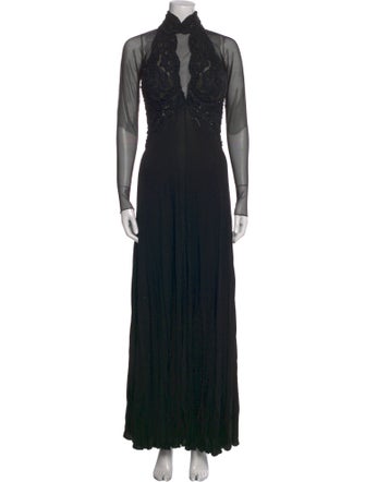 Vicky Tiel Mock Neck Long Dress