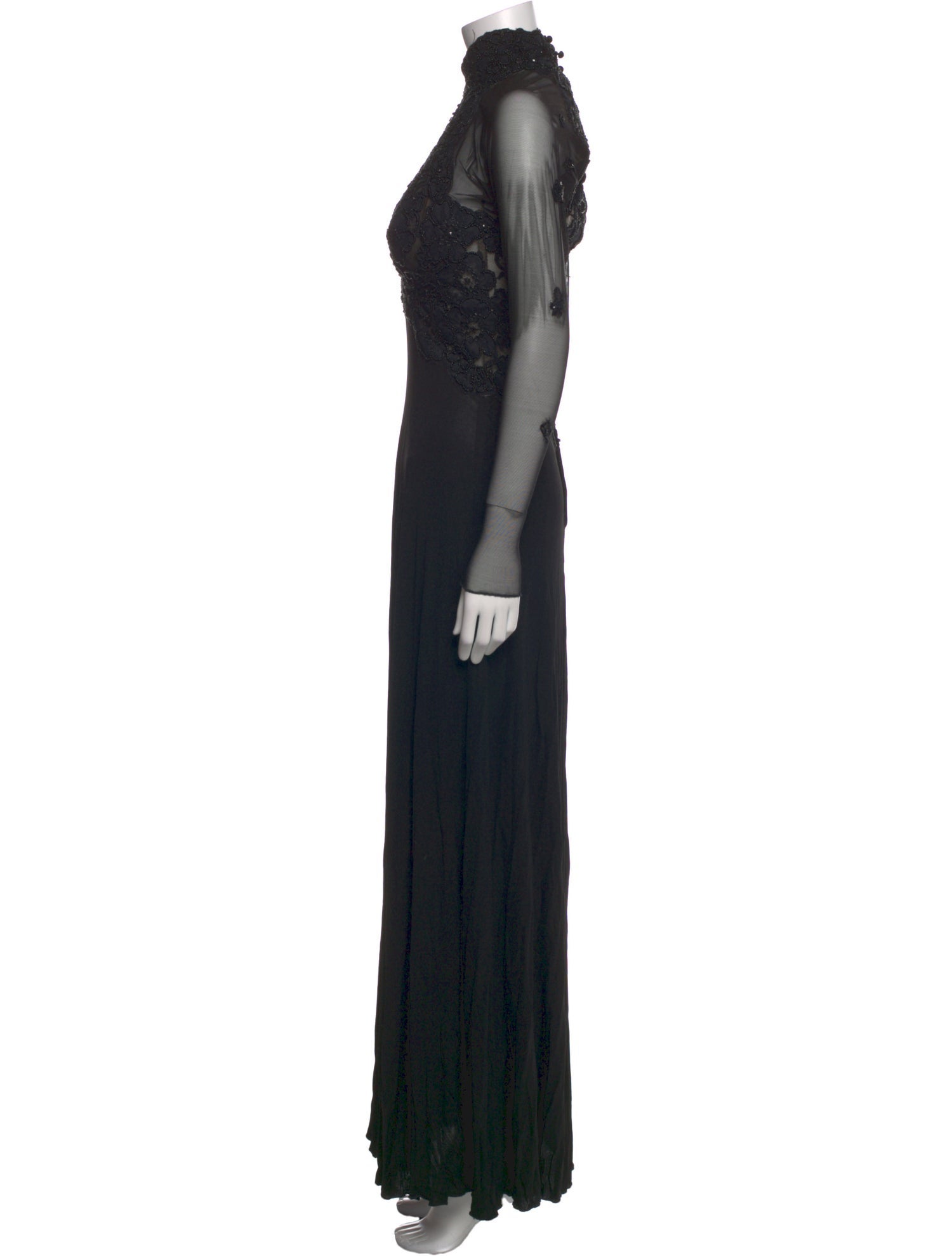Vicky Tiel Mock Neck Long Dress
