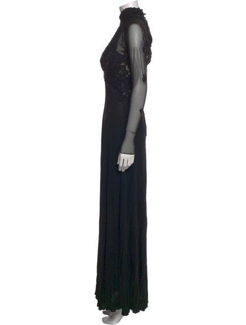 Vicky Tiel Mock Neck Long Dress