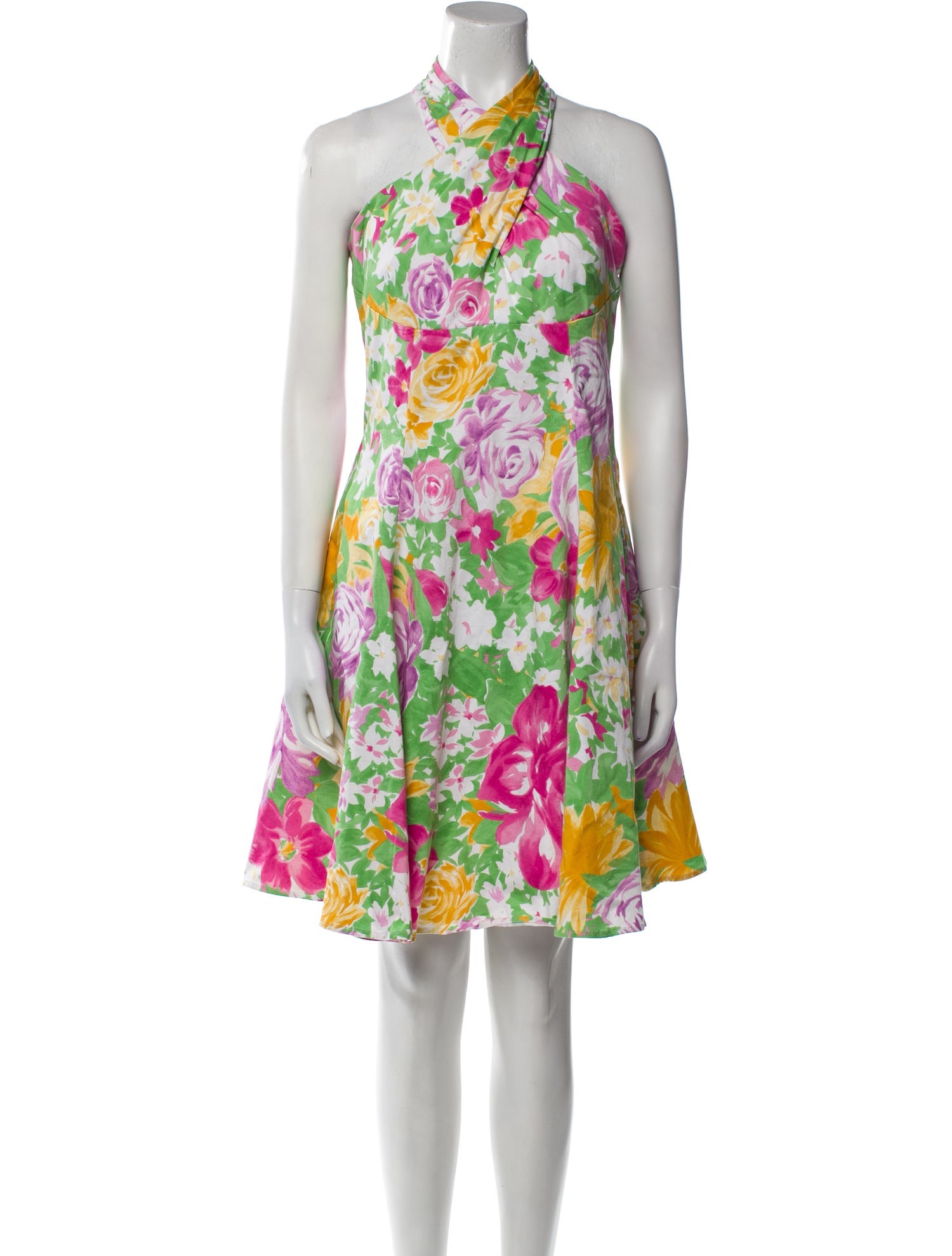 Vicky Tiel Floral Print Knee-Length Dress