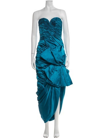 Pre-owned Vicky Tiel Silk Long Dress In Blue
