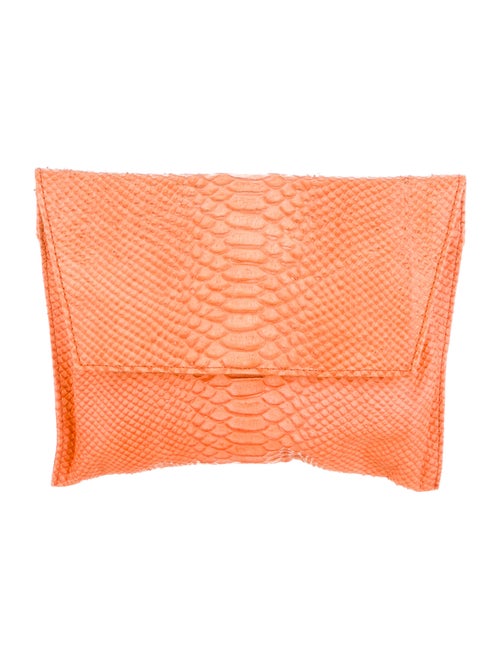 Emily Cho Python Leather Clutch Orange