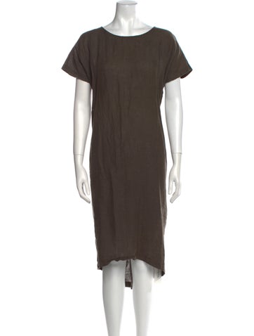 Black Crane Dresses Linen Midi Length Dress S