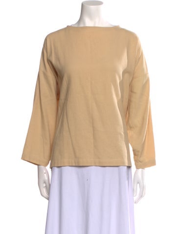 Black Crane Tops Bateau Neckline Three-Quarter Sleeve Blouse XS