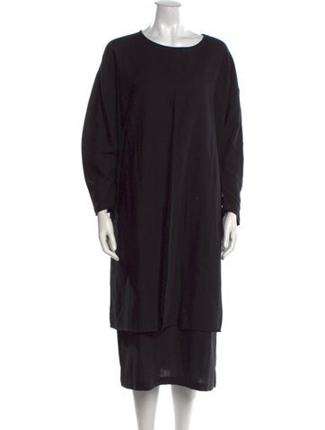 Black Crane Dresses Scoop Neck Midi Length Dress M