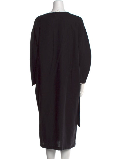 Black Crane Scoop Neck Midi Length Dress