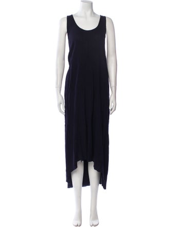 Black Crane Scoop Neck Long Dress