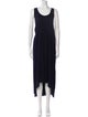 Black Crane Scoop Neck Long Dress