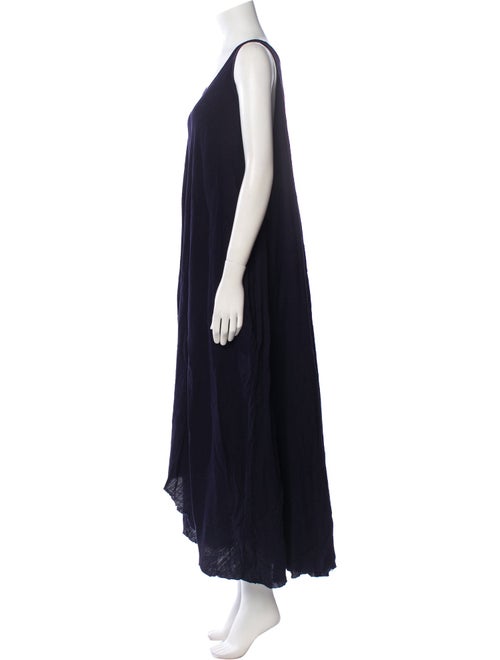 Black Crane Scoop Neck Long Dress