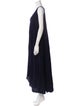 Black Crane Scoop Neck Long Dress