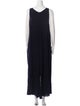 Black Crane Scoop Neck Long Dress