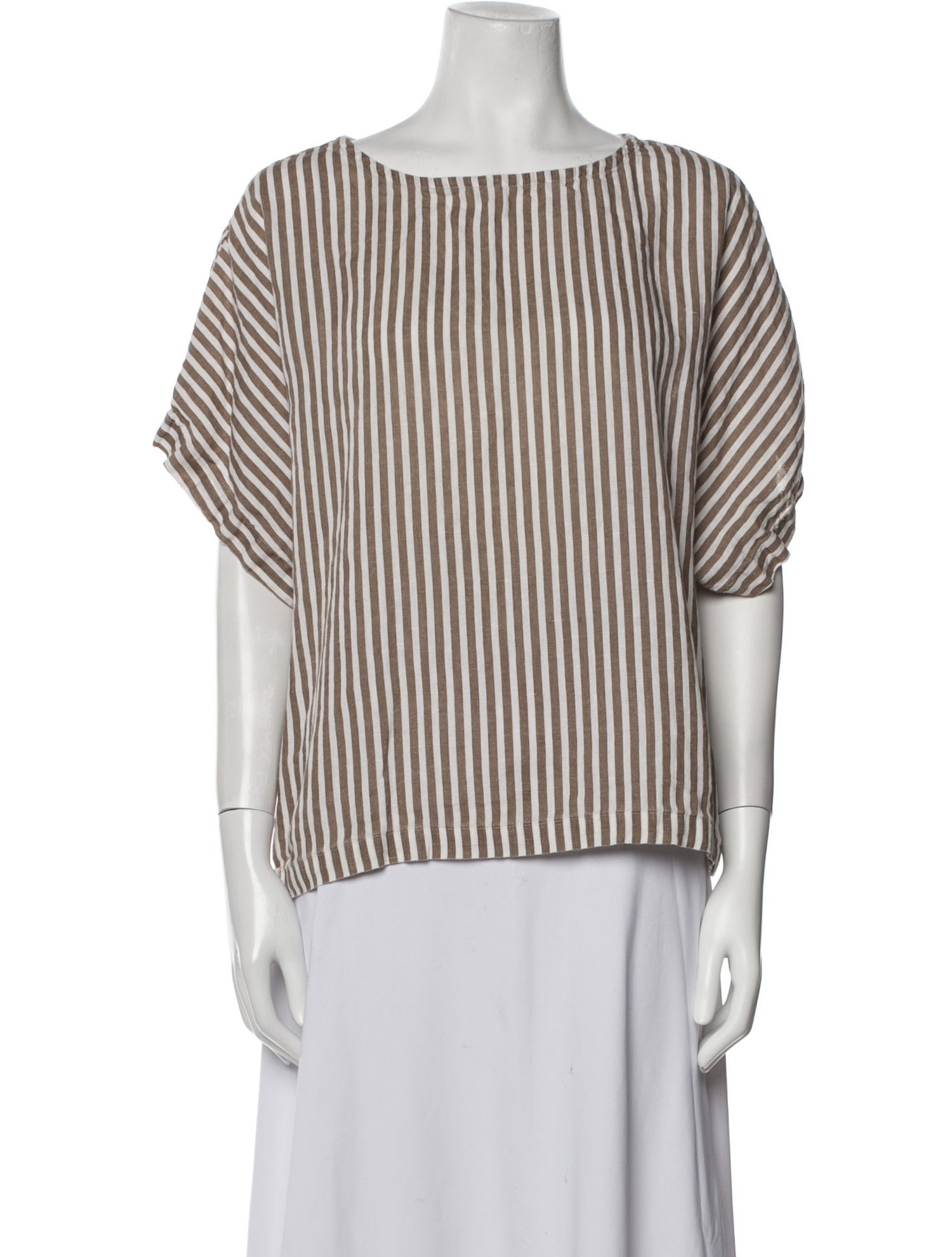 Black Crane Linen Striped Blouse