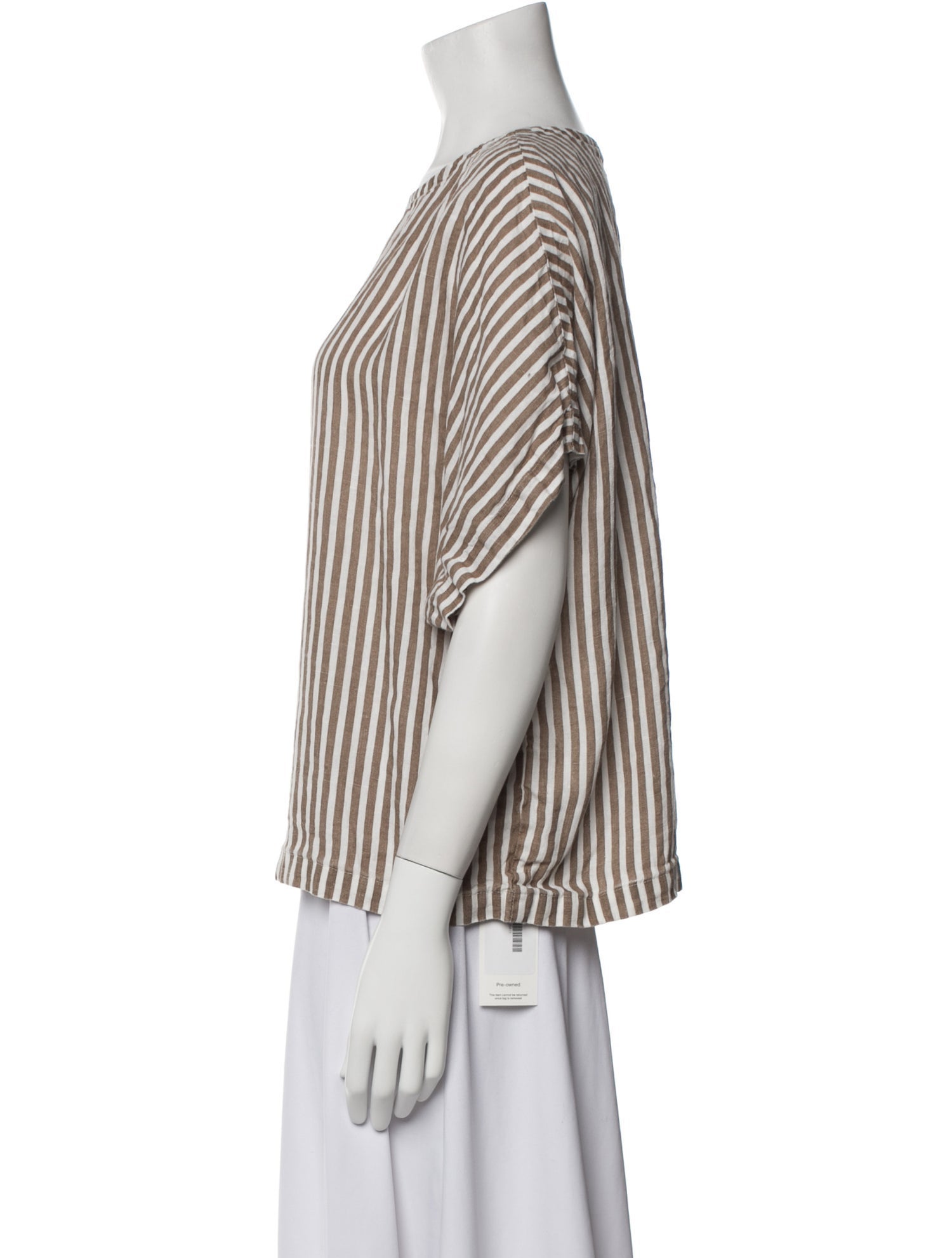 Black Crane Linen Striped Blouse