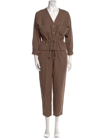 Black Crane V-Neck Jumpsuit