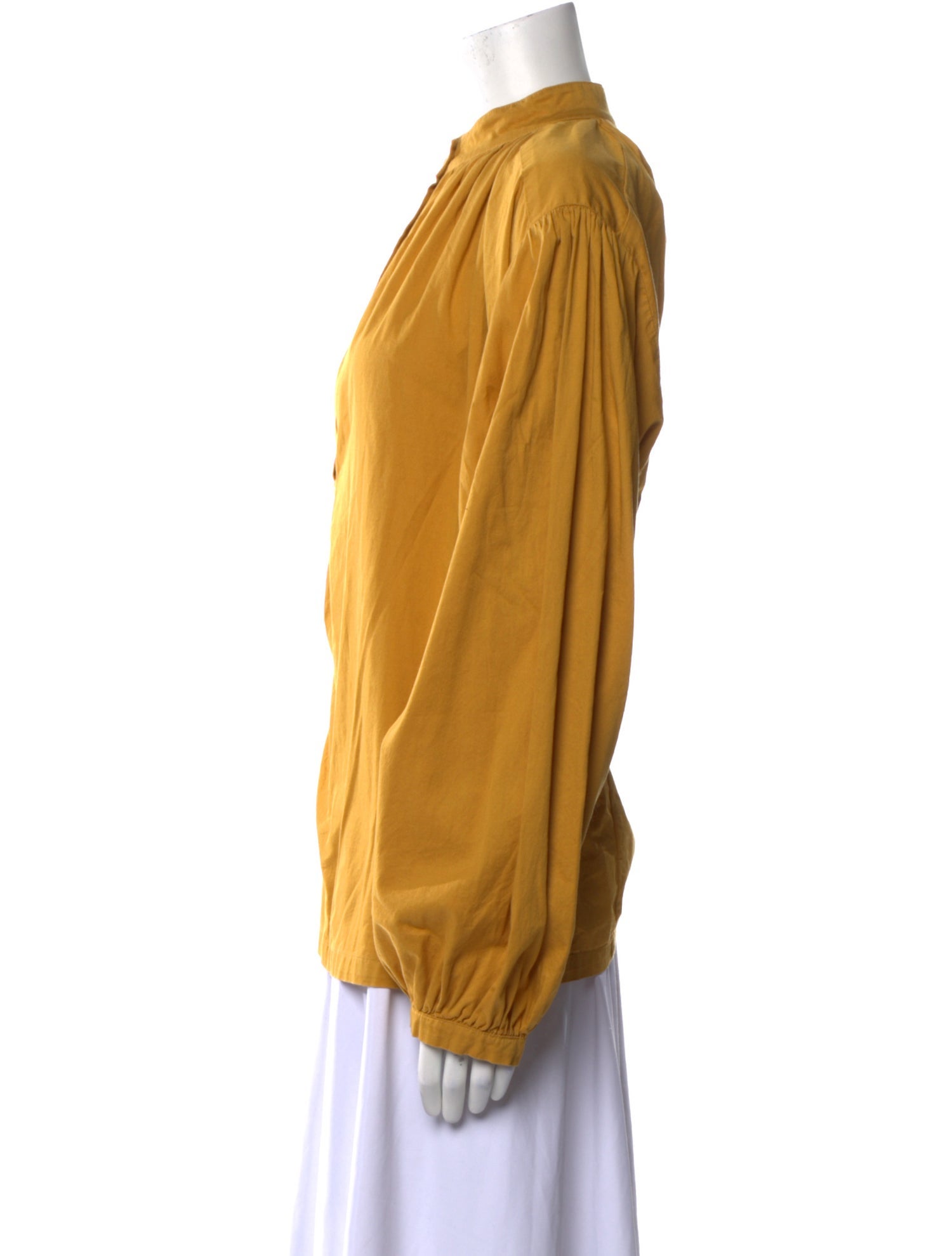 Black Crane Mock Neck Long Sleeve Blouse