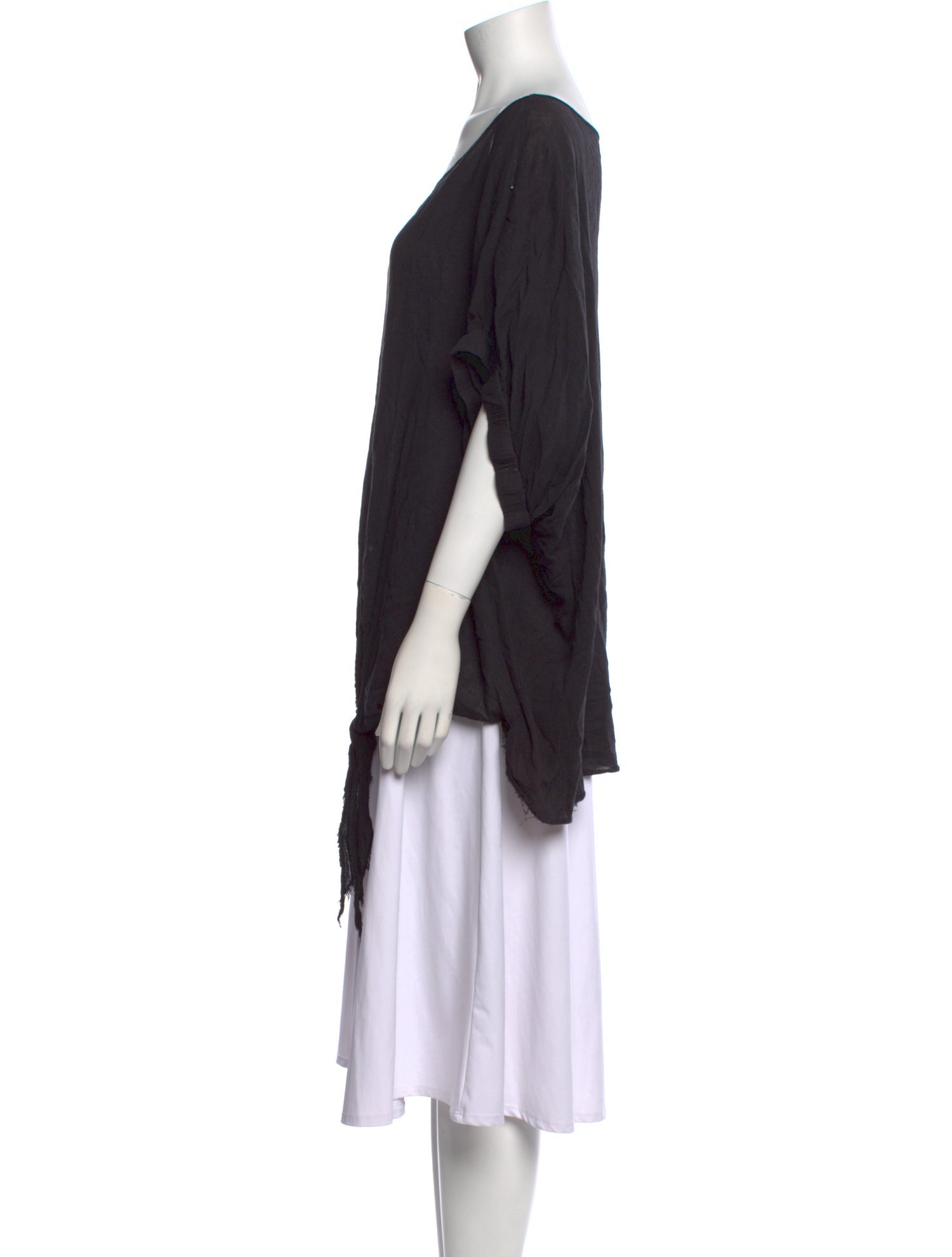 Black Crane Bateau Neckline Three-Quarter Sleeve Tunic