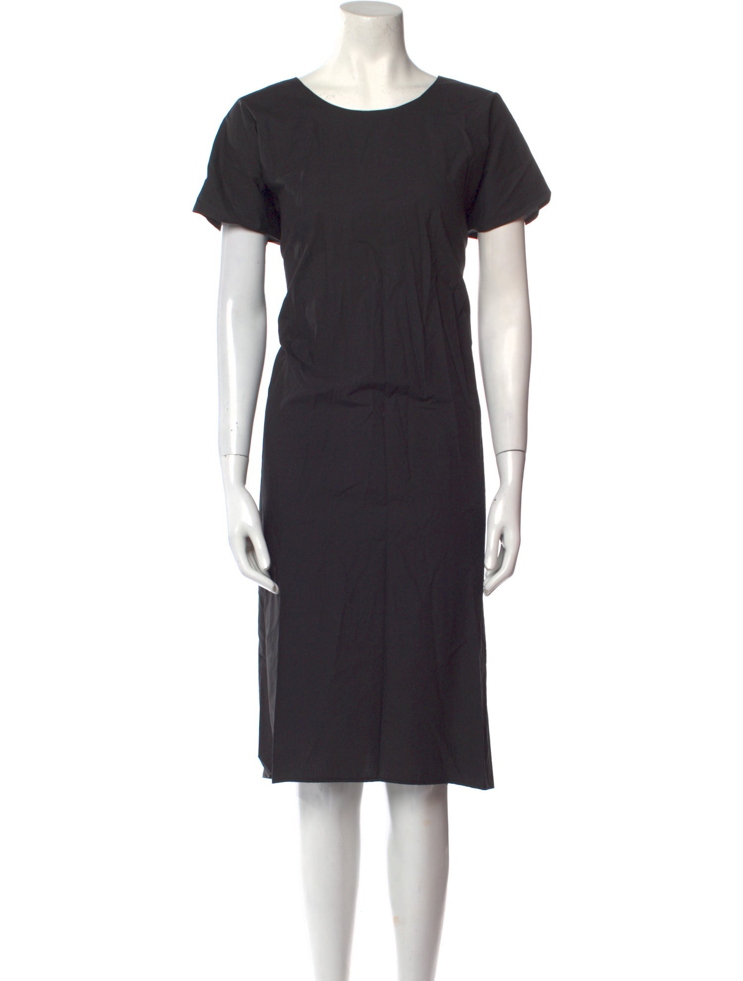 Black Crane Scoop Neck Knee-Length Dress