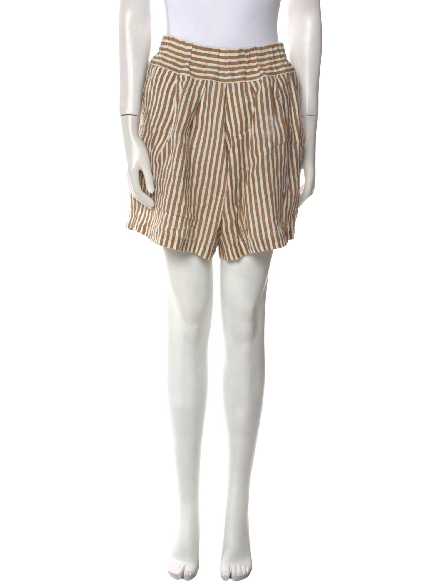 Black Crane Linen Knee-Length Shorts