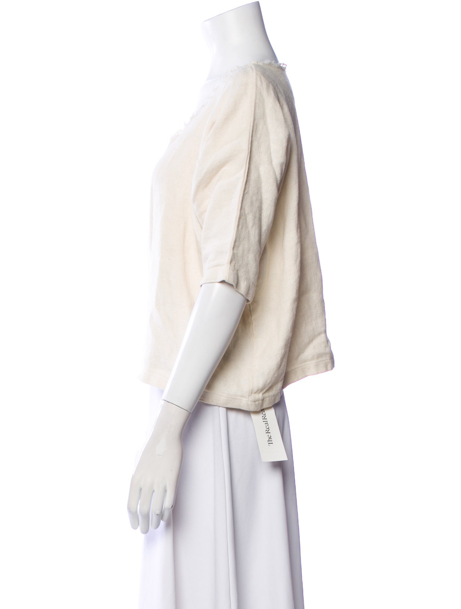 Black Crane Linen Scoop Neck Blouse