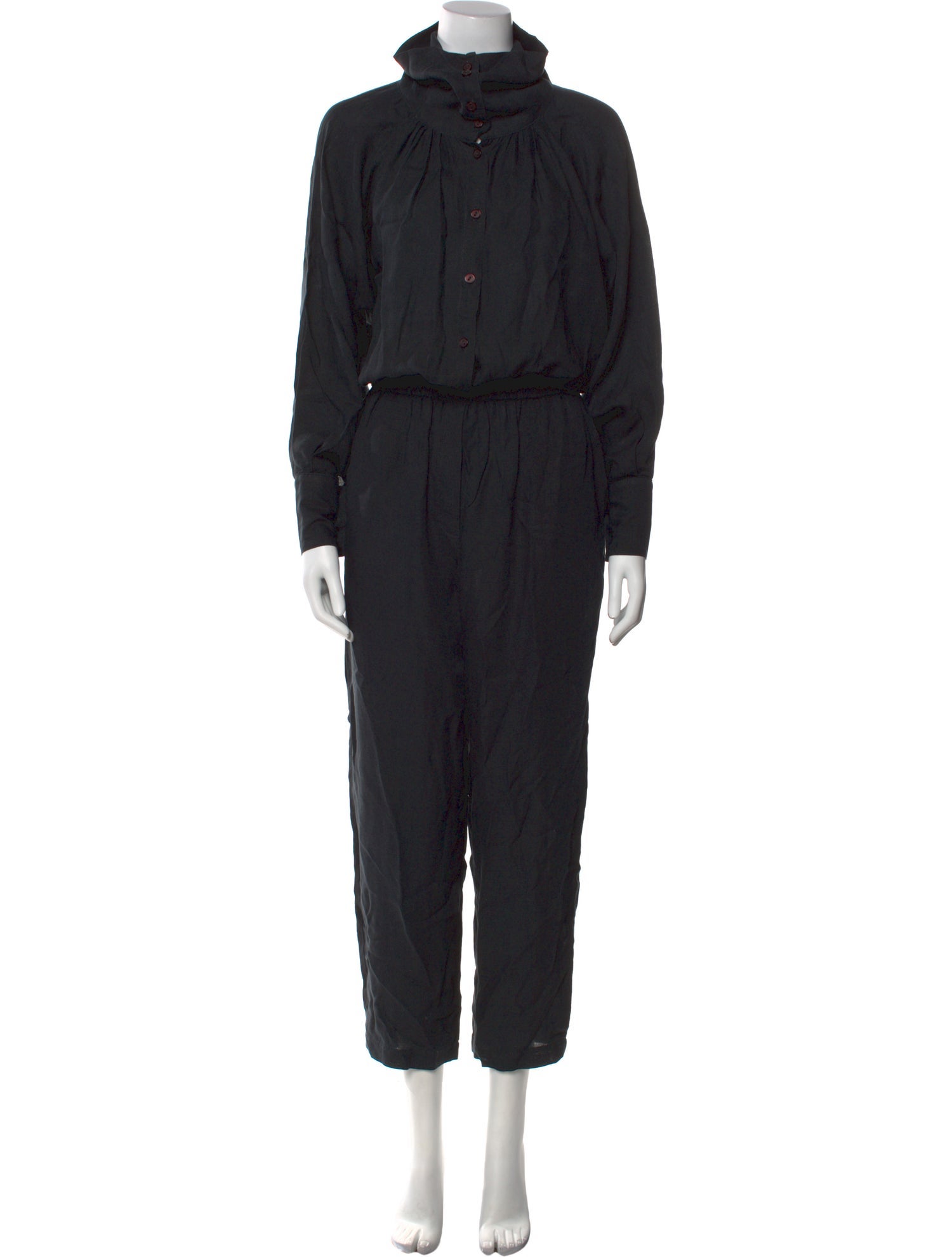 Black Crane Mock Neck Jumpsuit