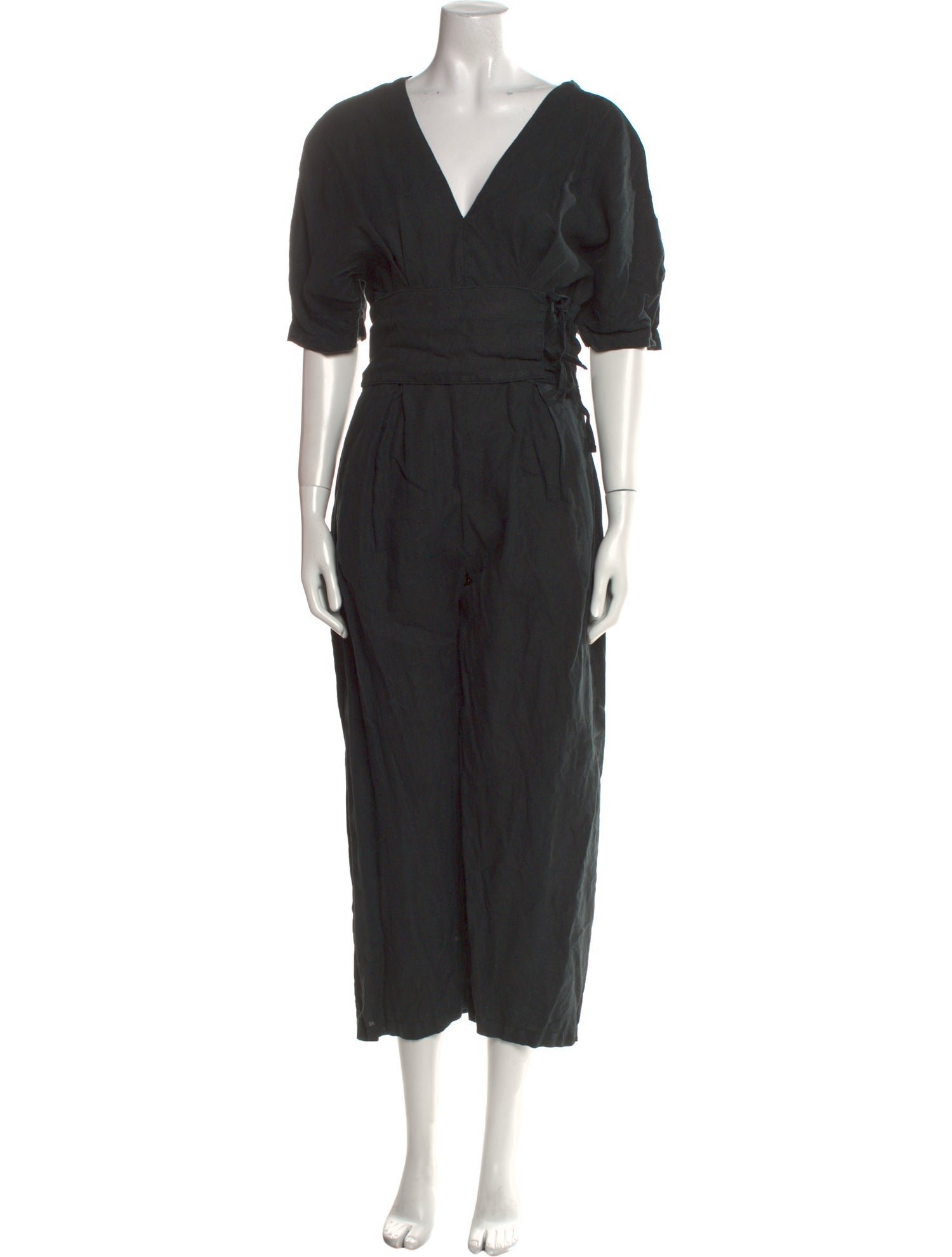 Black Crane V-Neck Jumpsuit