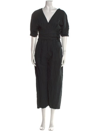 Black Crane V-Neck Jumpsuit