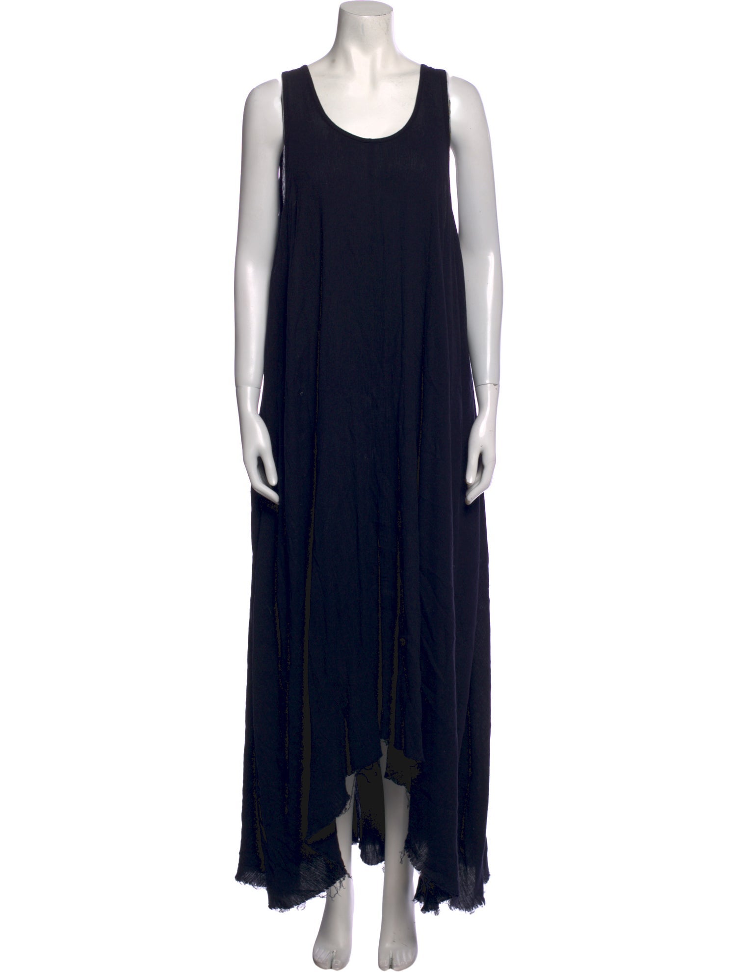 Black Crane Scoop Neck Long Dress