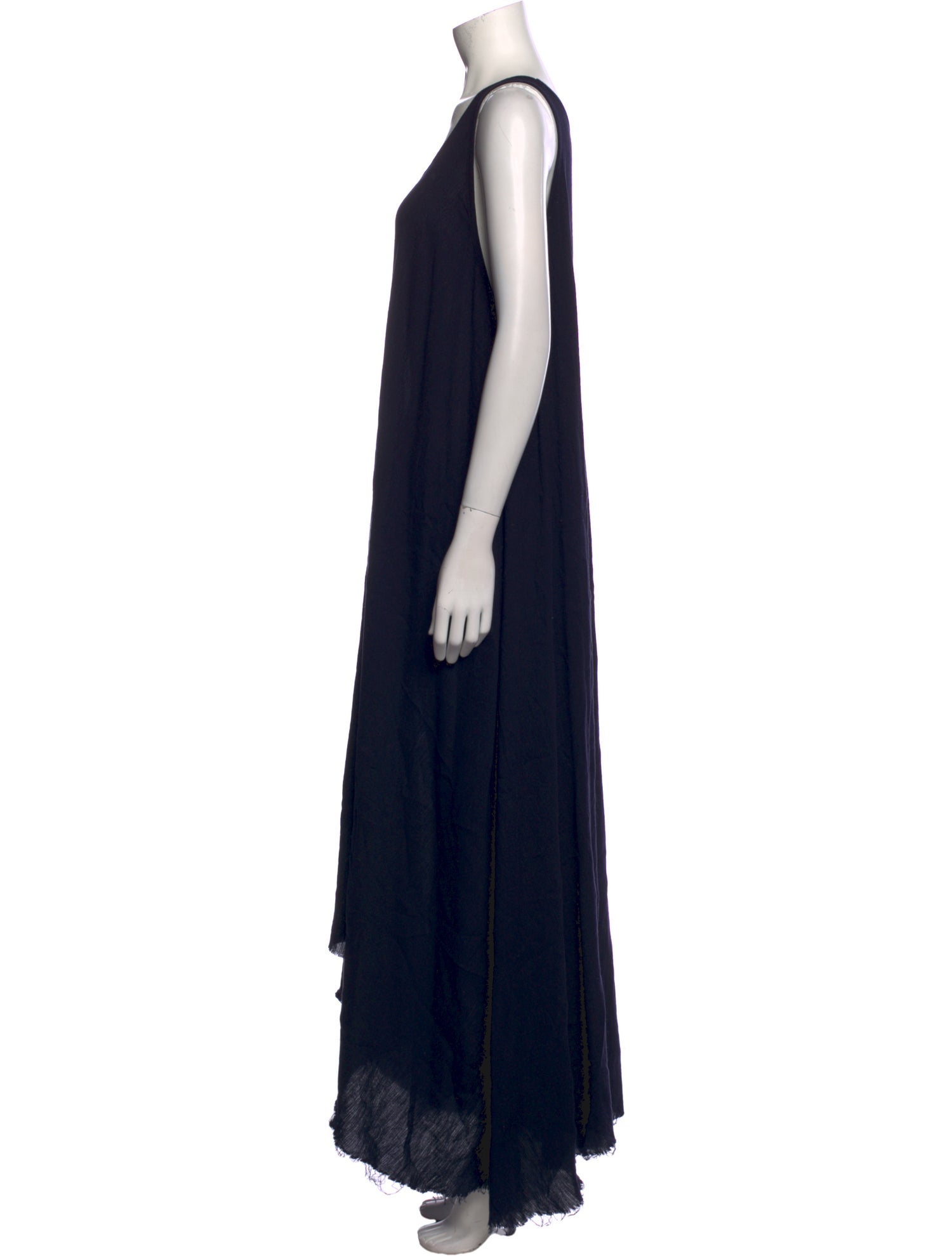 Black Crane Scoop Neck Long Dress
