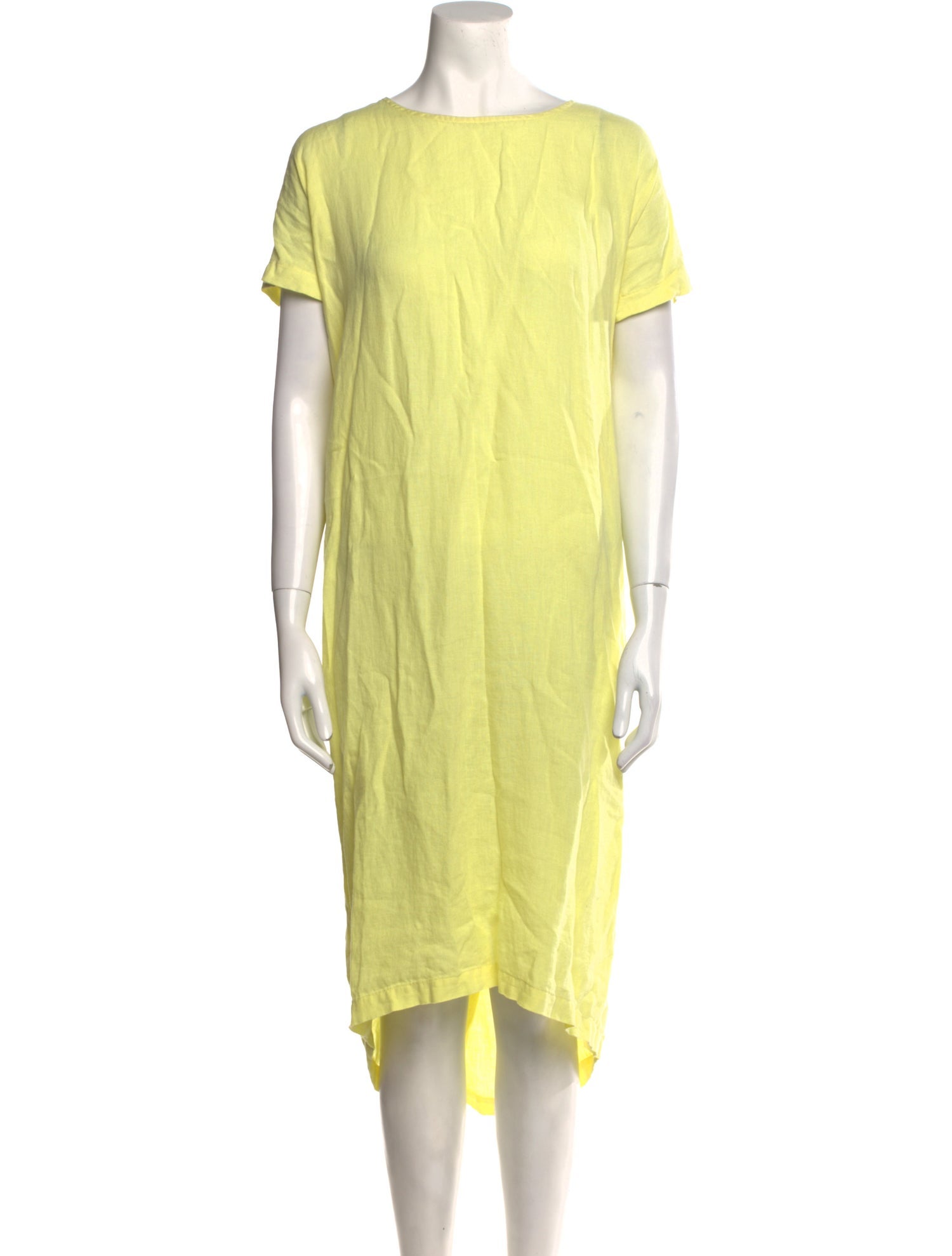 Black Crane Linen Midi Length Dress