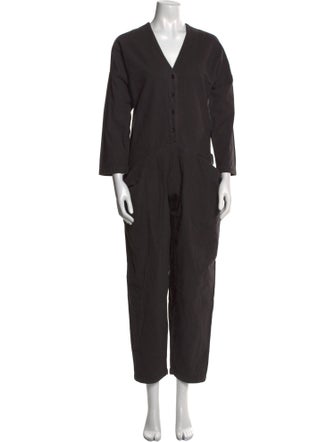 Black Crane V-Neck Jumpsuit