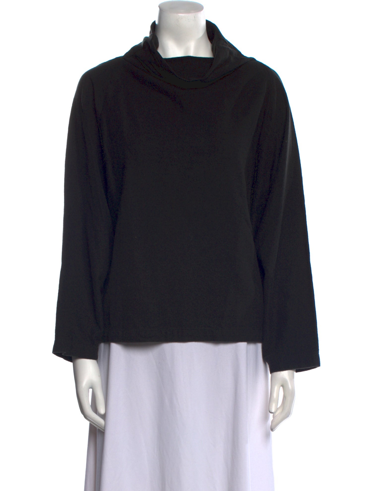 Black Crane Cowl Neck Long Sleeve Sweatshirt