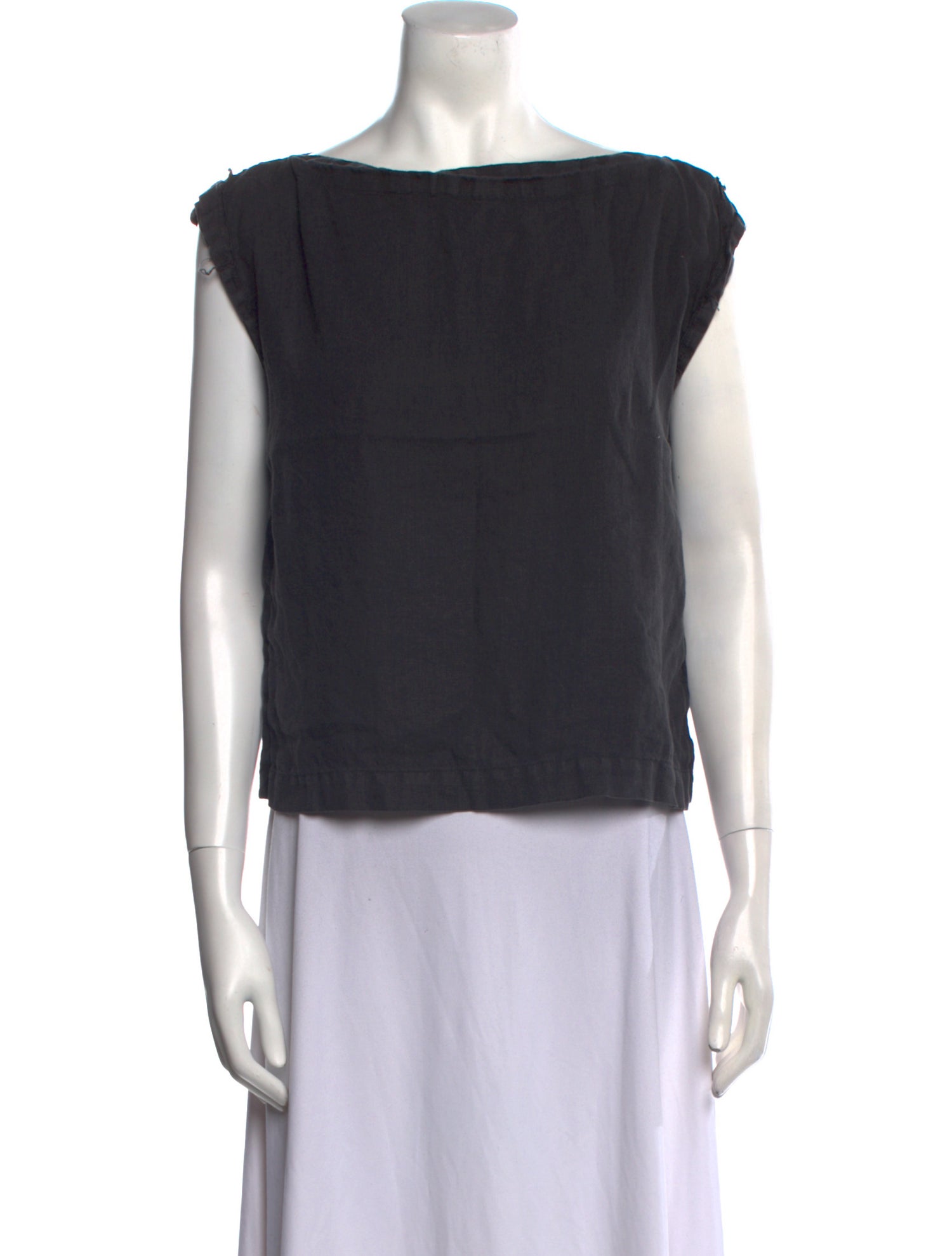 Black Crane Linen Bateau Neckline Sweater