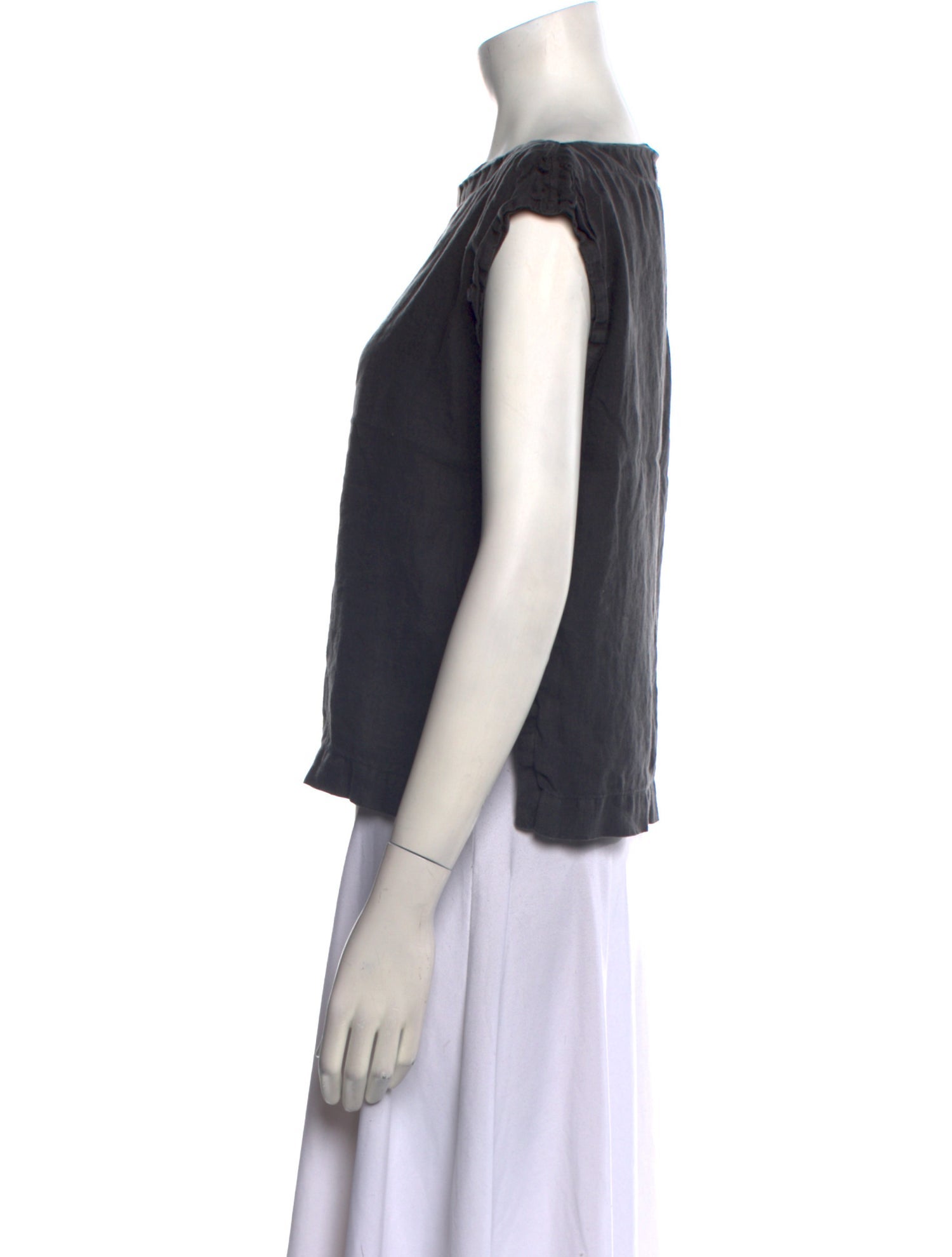 Black Crane Linen Bateau Neckline Sweater