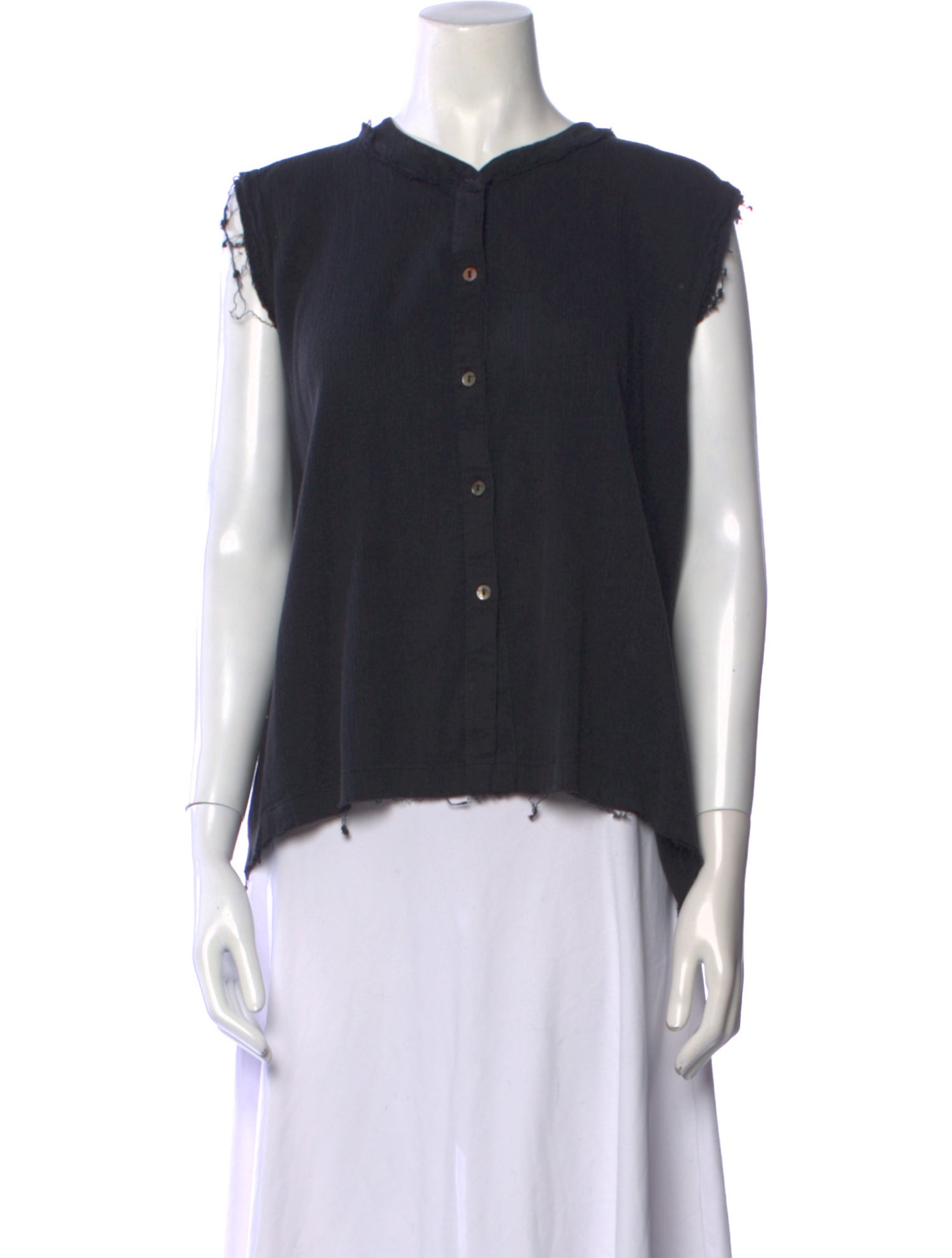 Black Crane Mock Neck Sleeveless Blouse