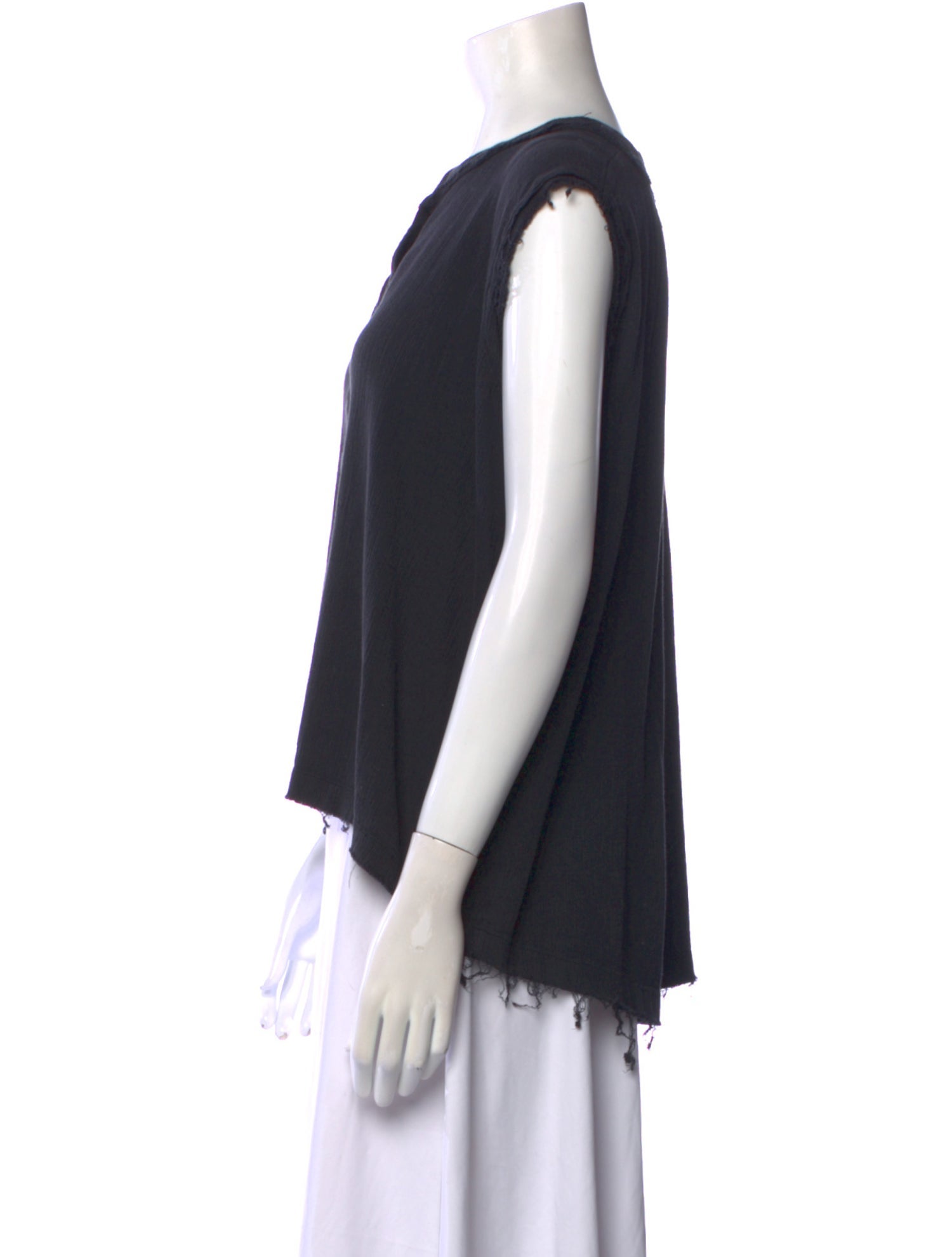 Black Crane Mock Neck Sleeveless Blouse