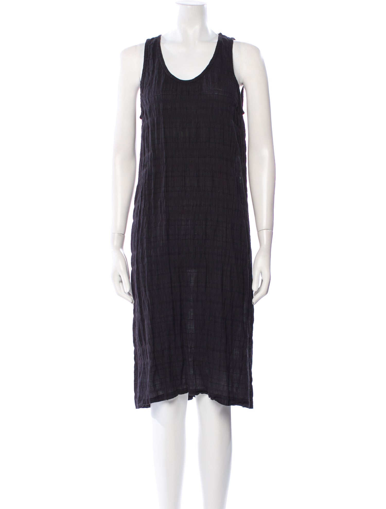 Black Crane Scoop Neck Midi Length Dress