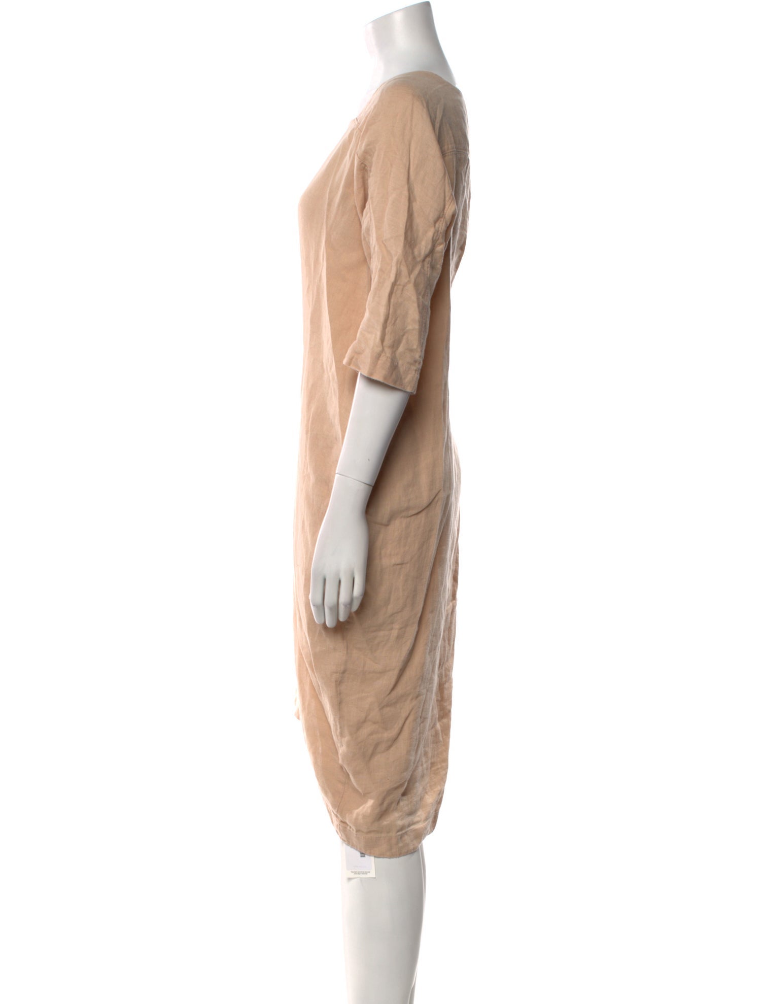 Black Crane Linen Knee-Length Dress