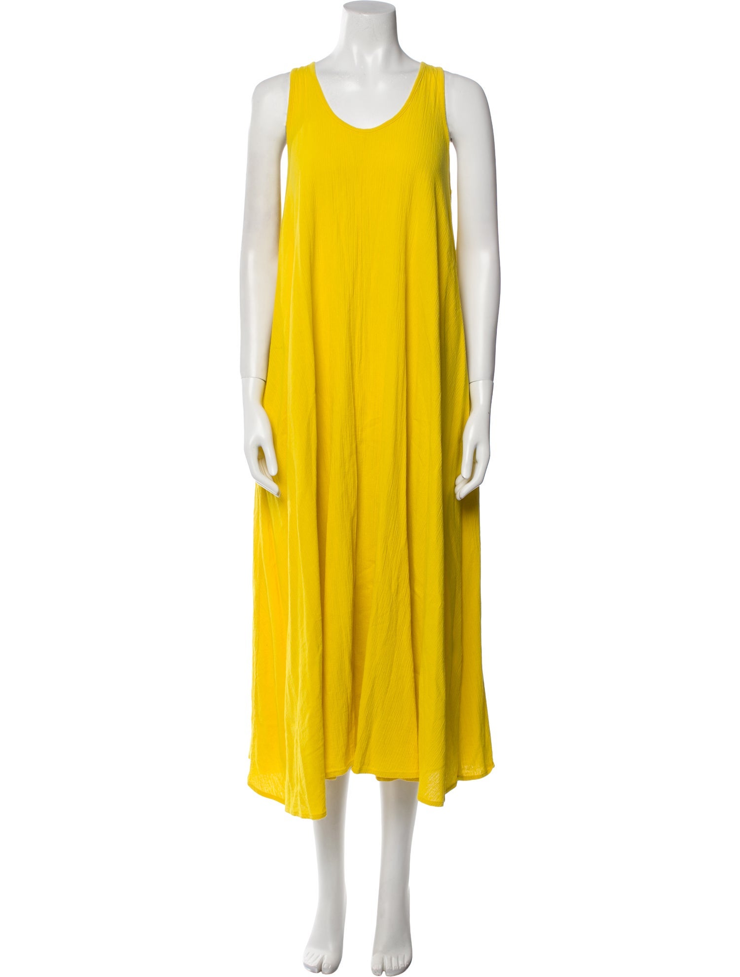 Black Crane Scoop Neck Midi Length Dress