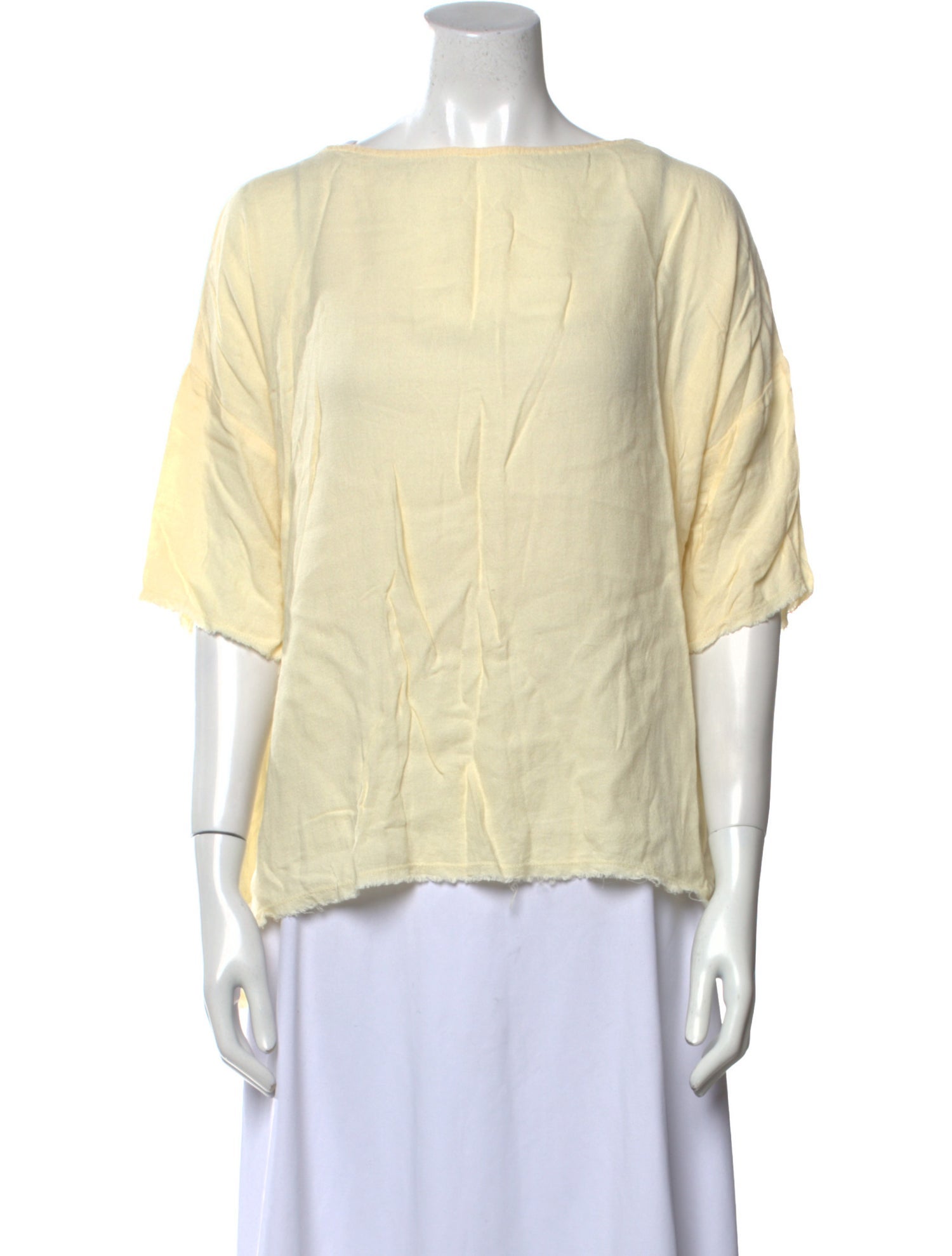 Black Crane Bateau Neckline Three-Quarter Sleeve Blouse