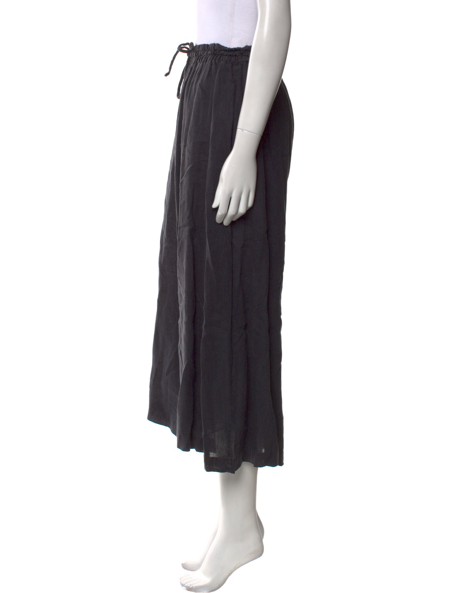 Black Crane Linen Wide Leg Pants