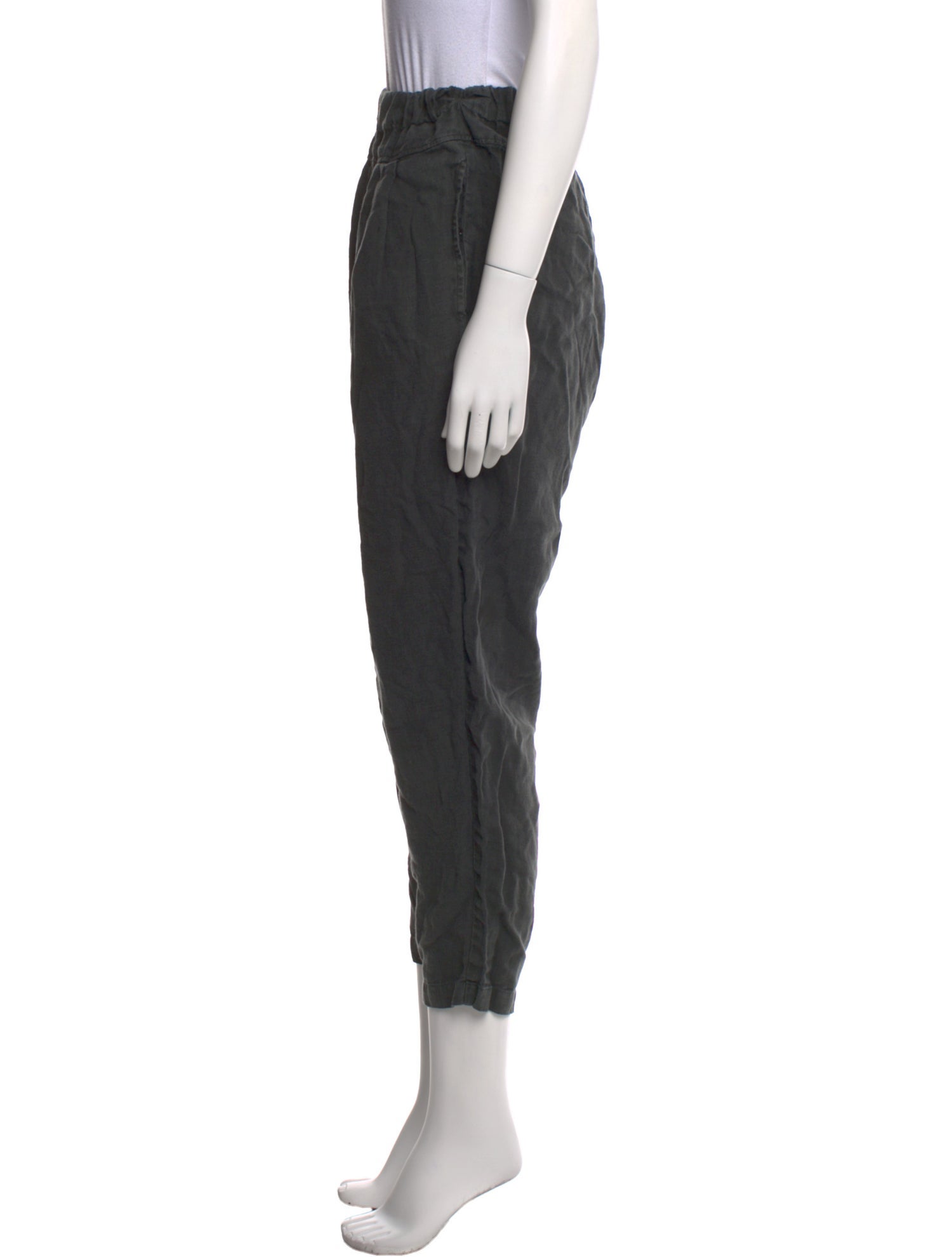 Black Crane Linen Straight Leg Pants