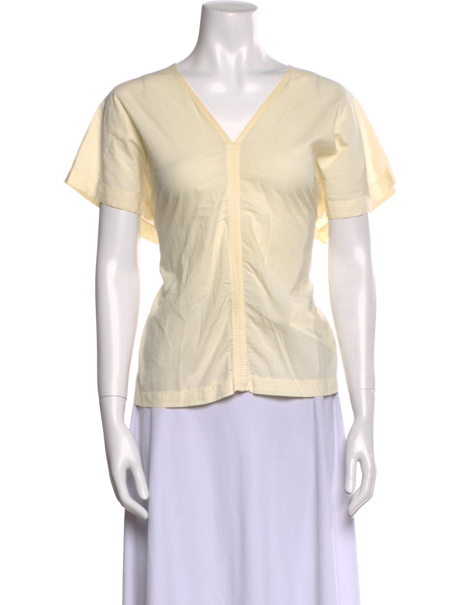 Black Crane V-Neck Short Sleeve Blouse