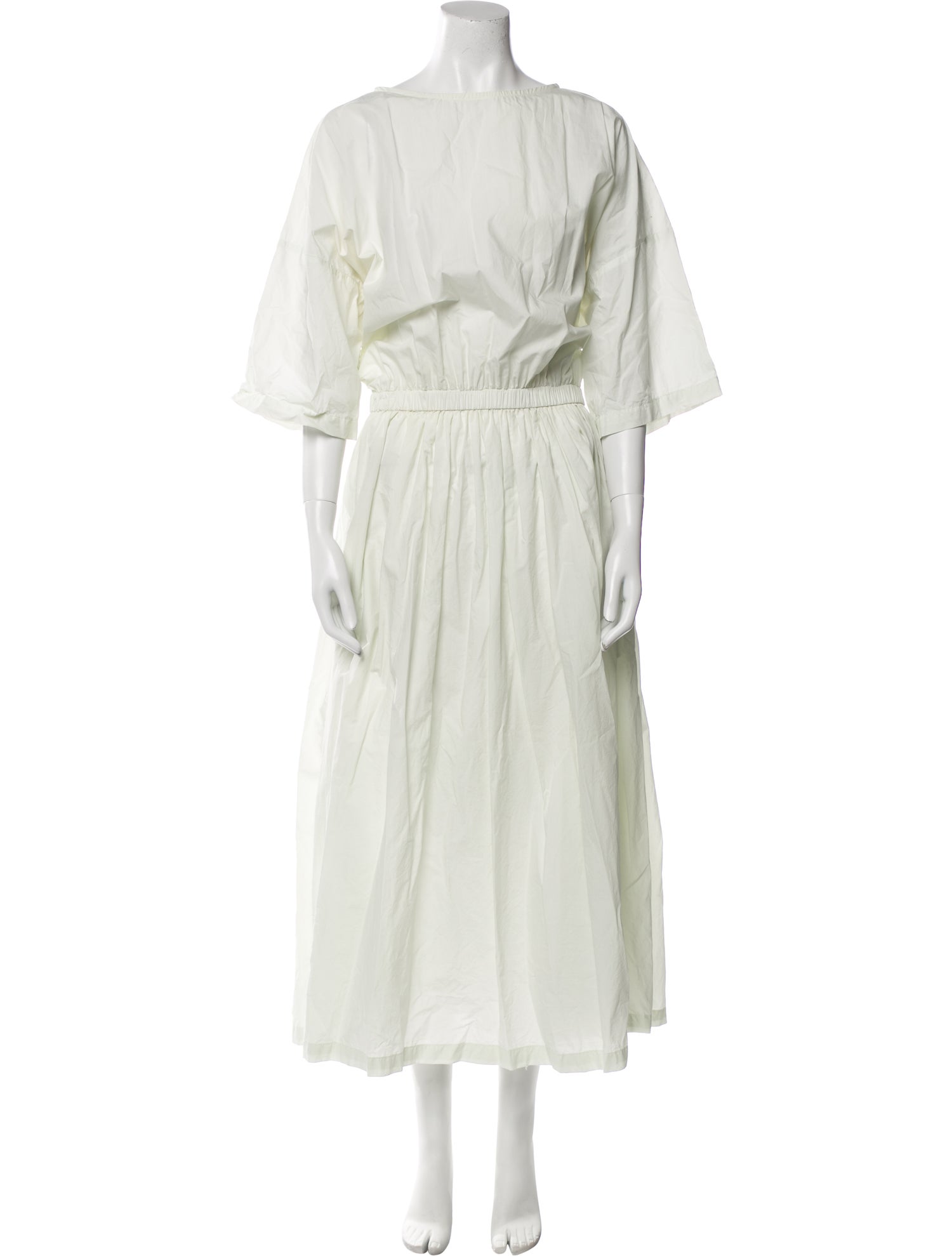 Black Crane Bateau Neckline Long Dress