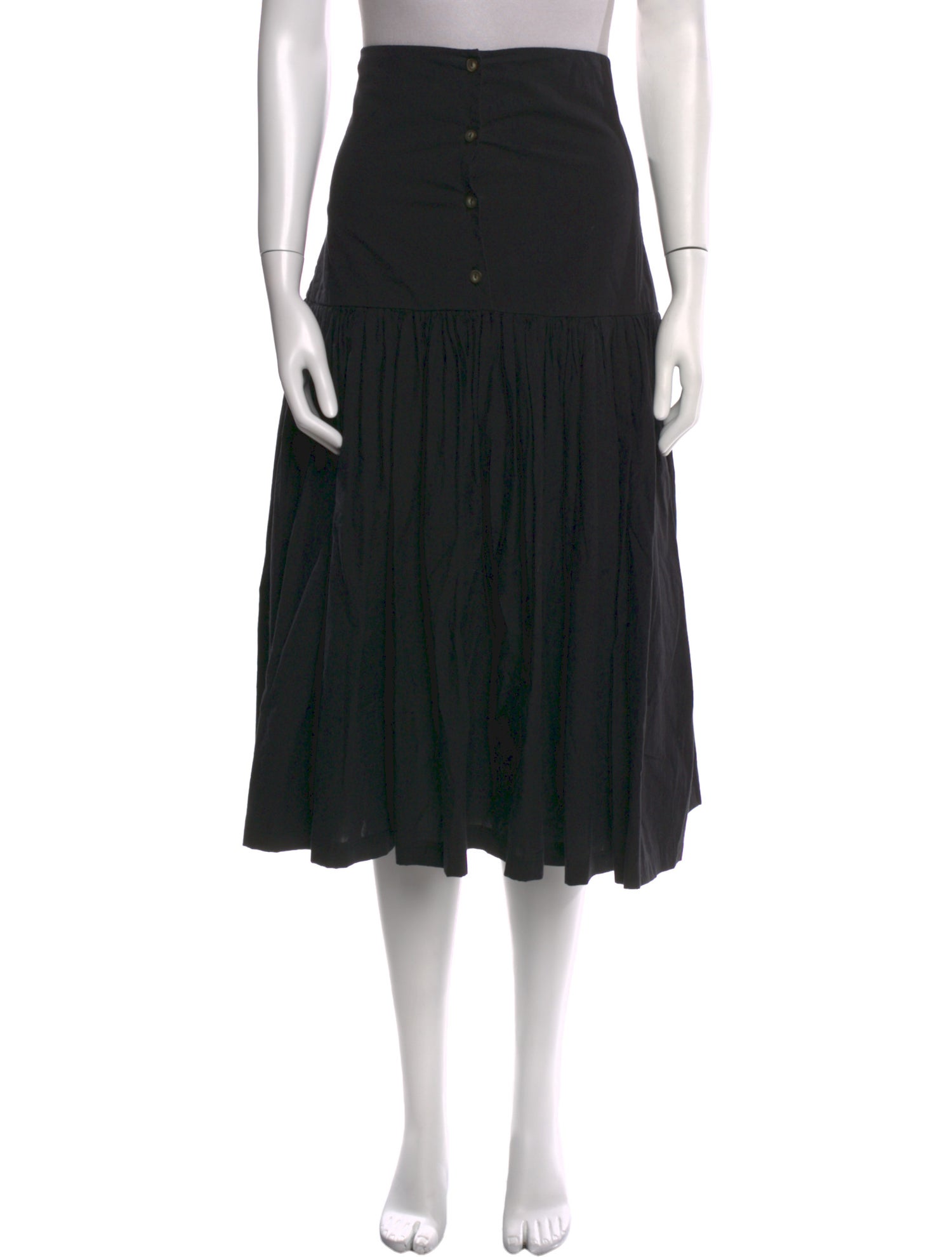 Black Crane Midi Length Skirt