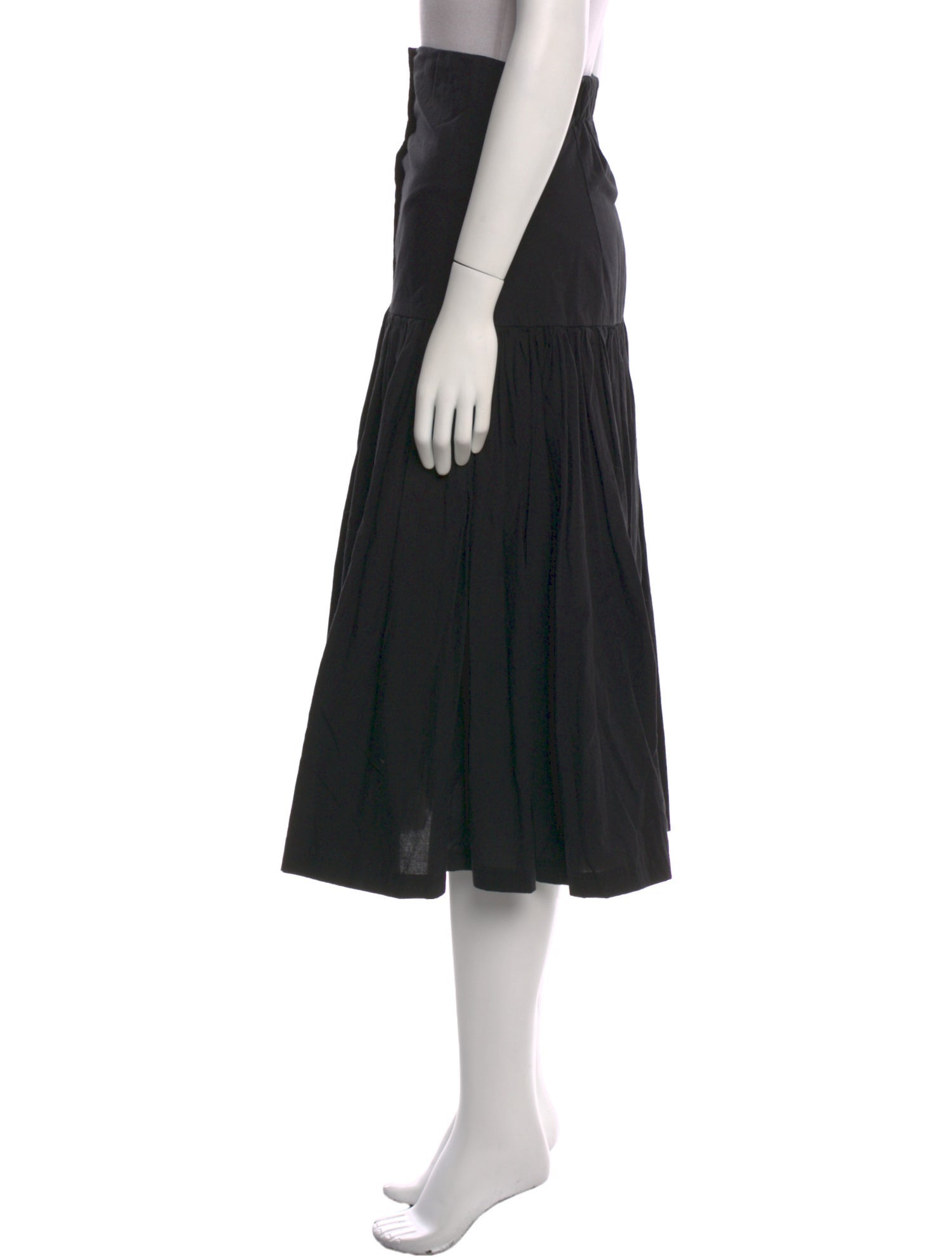Black Crane Midi Length Skirt