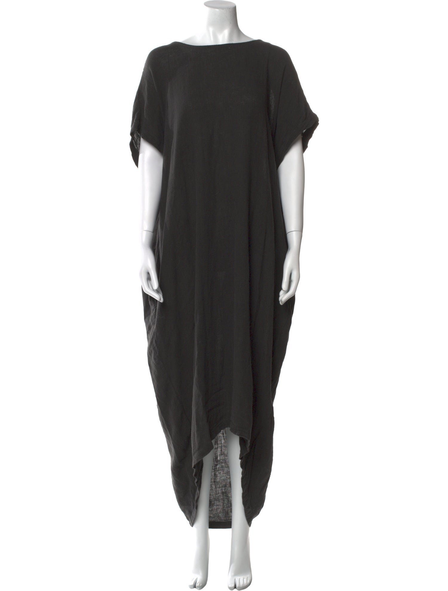 Black Crane Bateau Neckline Long Dress
