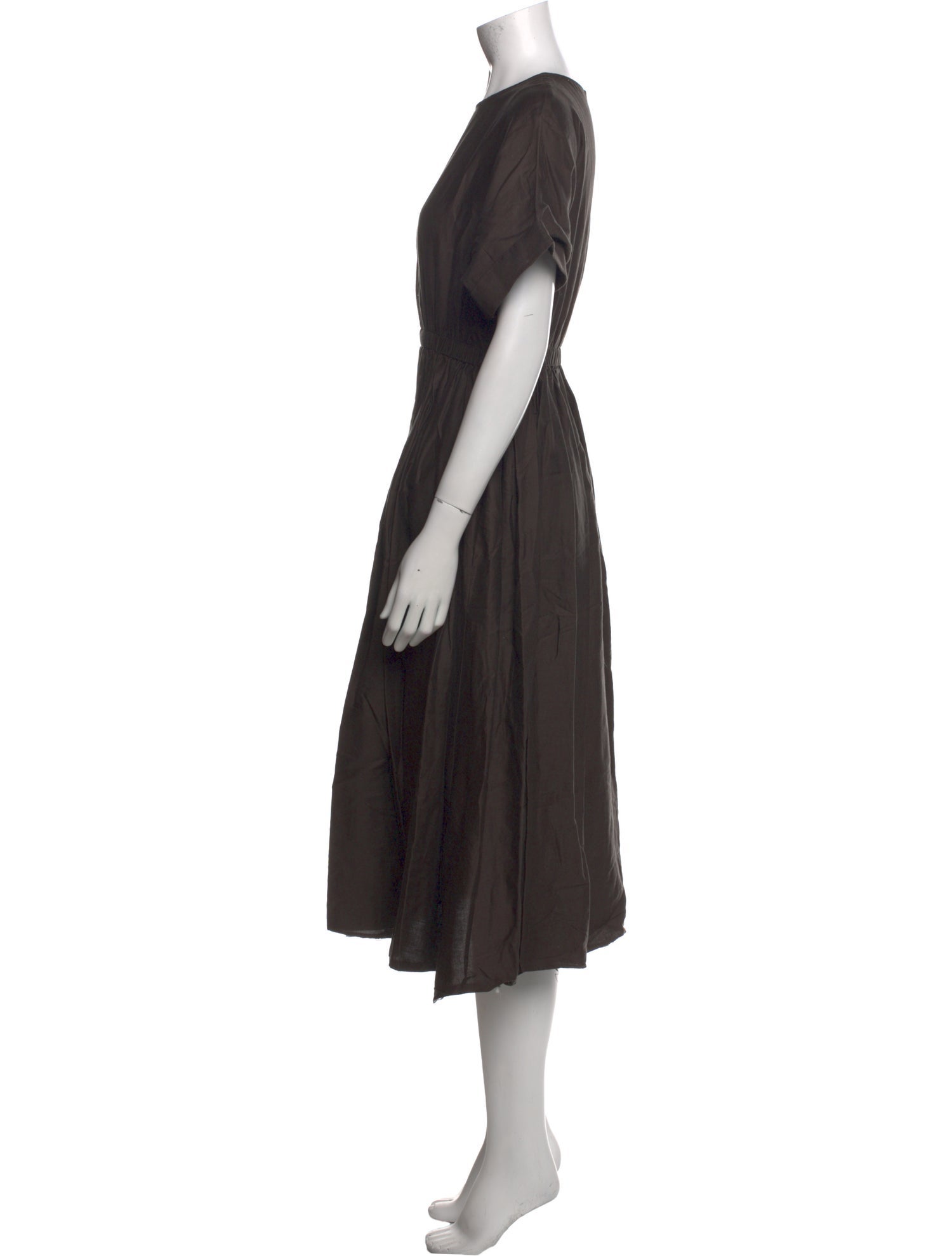 Black Crane Crew Neck Midi Length Dress