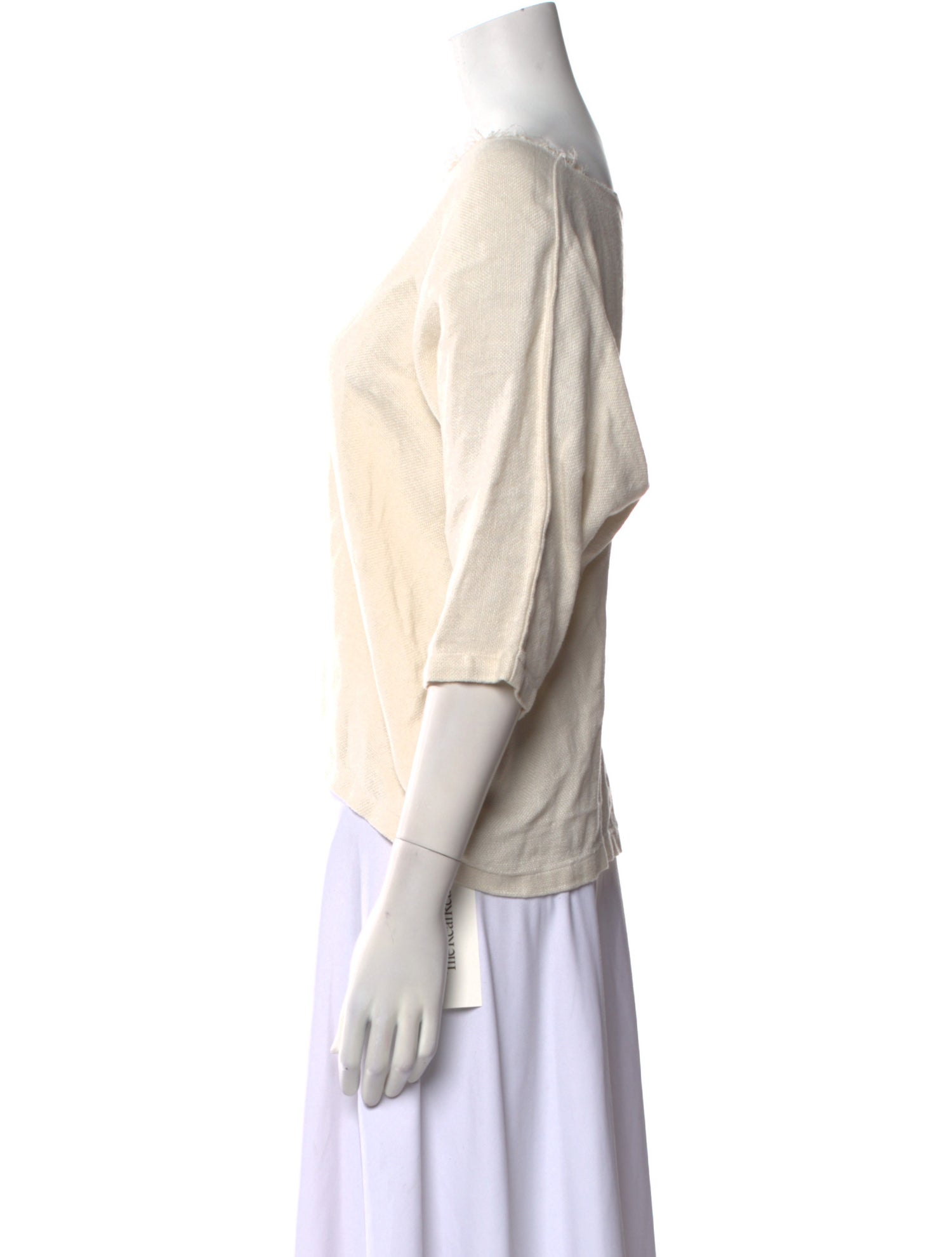 Black Crane Linen Bateau Neckline Crop Top